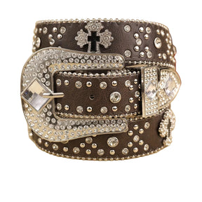 Cinto Com Strass Fivela Corrente Cruzada