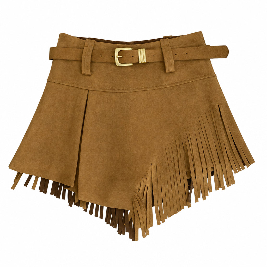 Short Saia Suede com Franjas